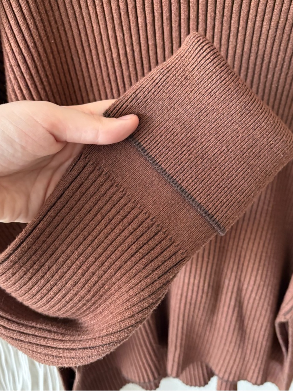 Varley Striped Rib Knit Top in Brown and Dark Brown - Picture 2 of 5